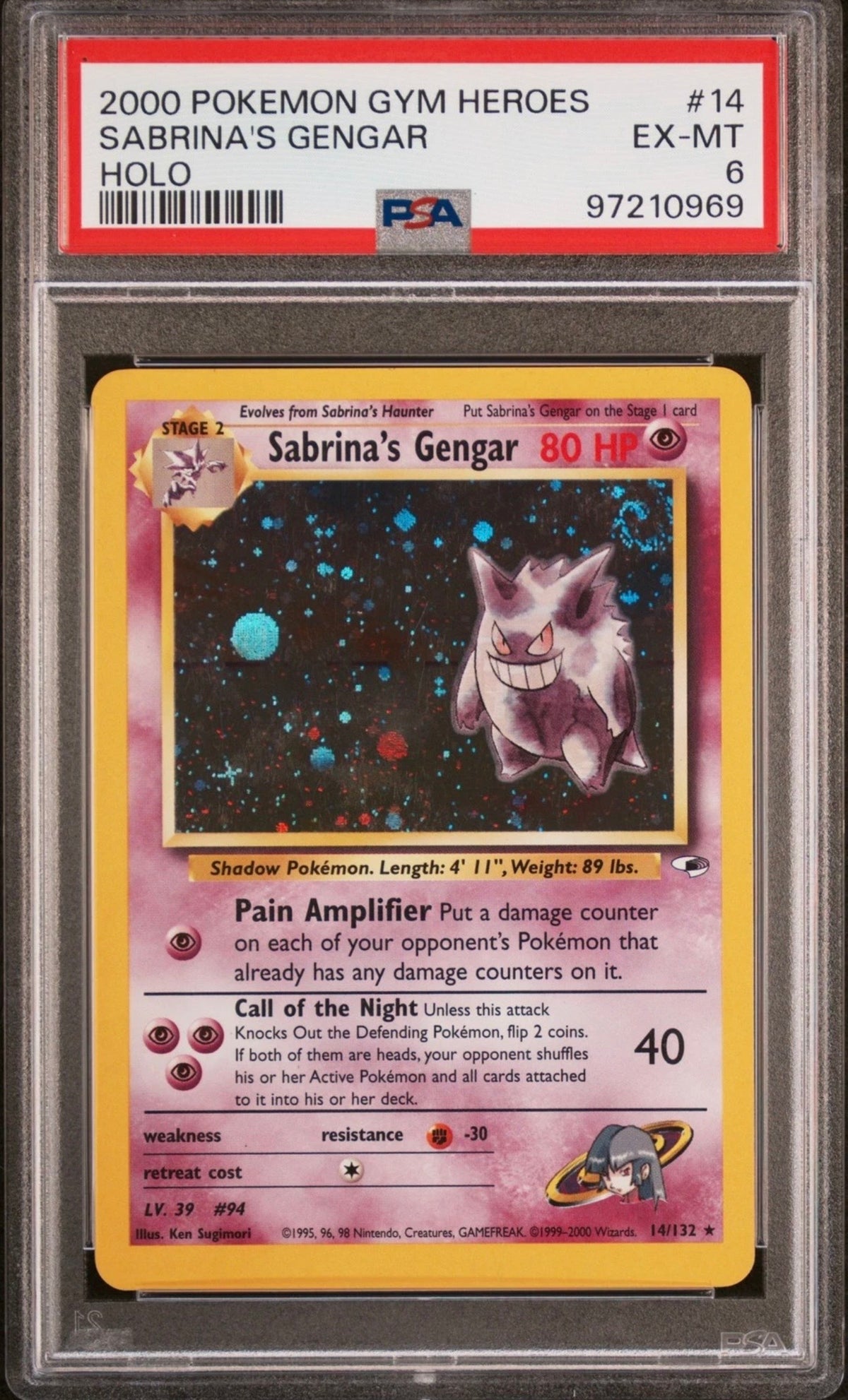 Sabrina’s Gengar 2000 Pokemon Gym Heroes HOLO PSA-6 #14