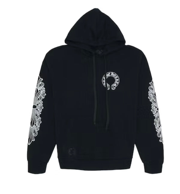 Chrome Hearts Horse Shoe Floral Hoodie Black