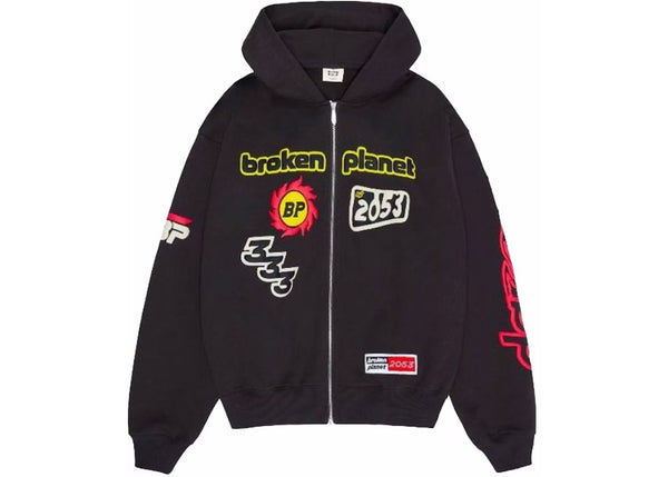 Broken Planet Performance Zip Up Hoodie Soot Black