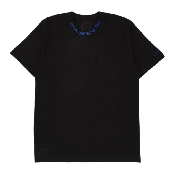 Chrome Hearts Neck Logo Pocket Short Sleeve Tee Shirt Black Blue