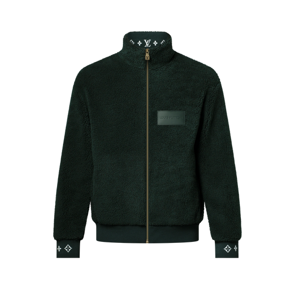 Louis Vuitton Leather Patch Fleece Blouson Dark Green