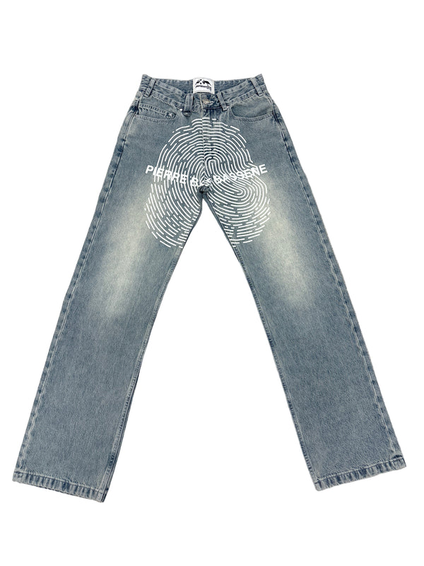 Pierre Bassene World Fingerprint Light Wash Denim Light Blue