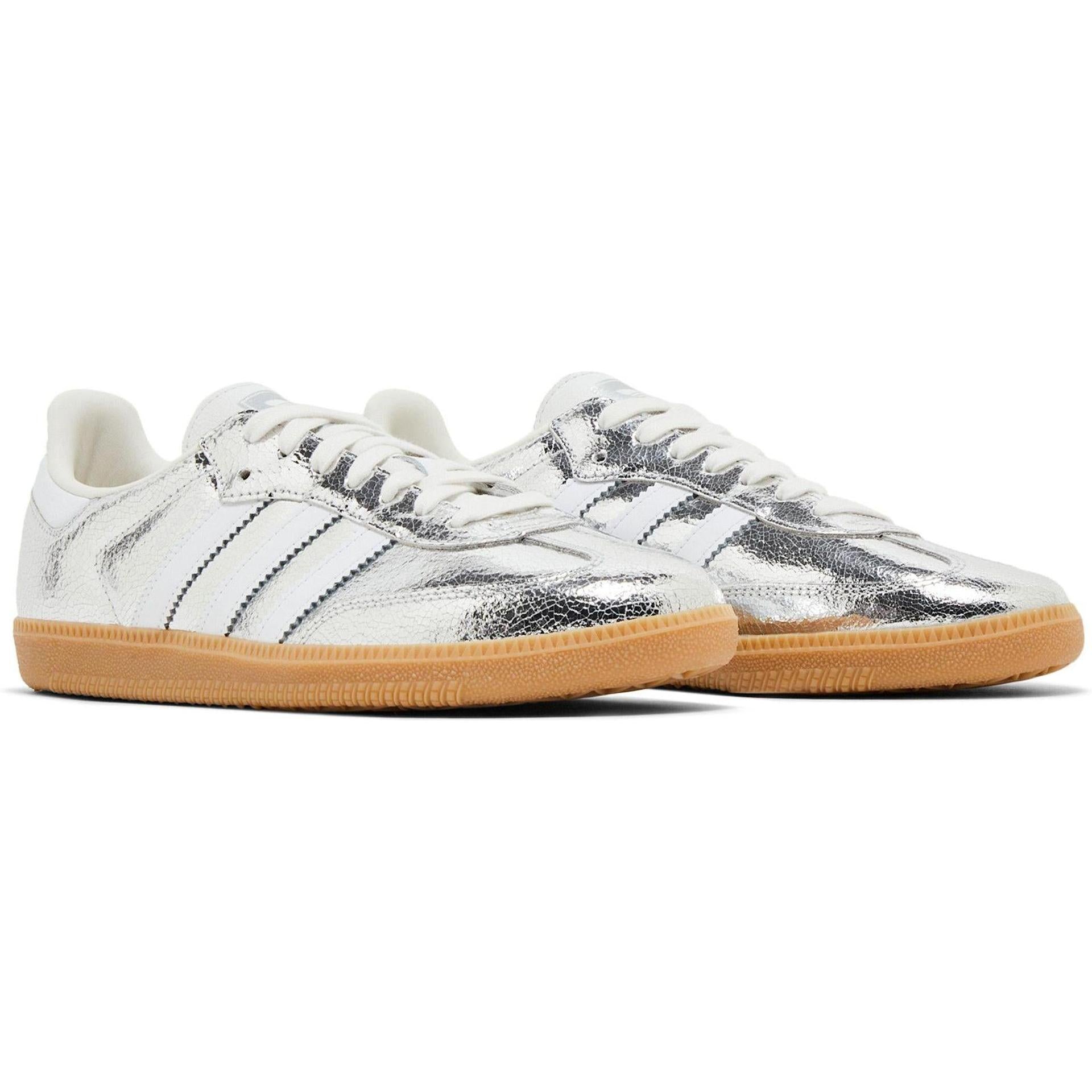 Adidas Samba OG Silver Metallic Cracked Leather (Women's)