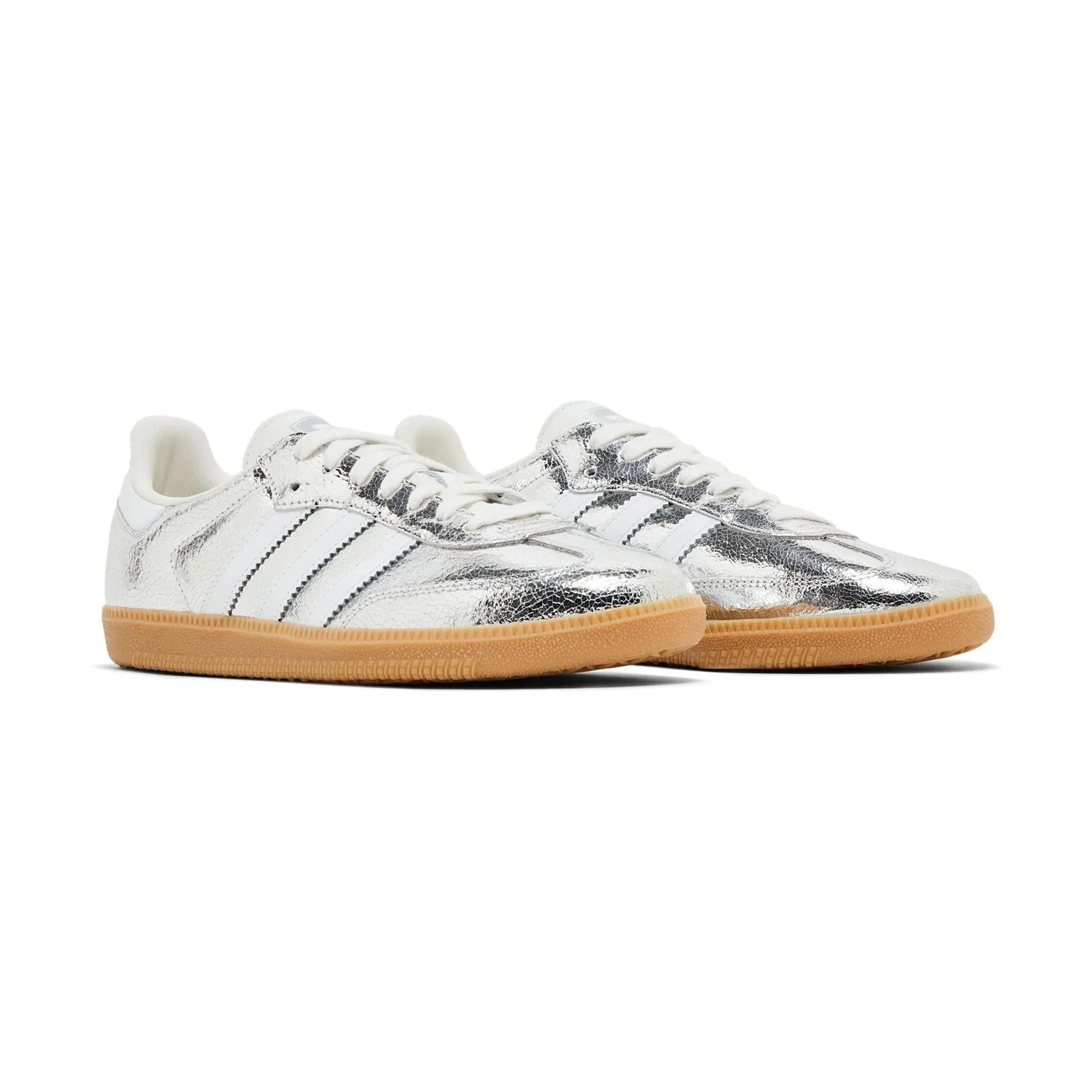 Adidas Samba OG Silver Metallic Cracked Leather (Women's)