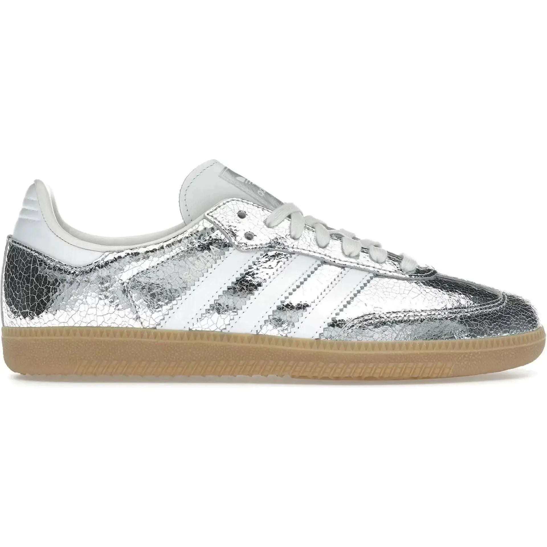 Adidas Samba OG Silver Metallic Cracked Leather (Women's)