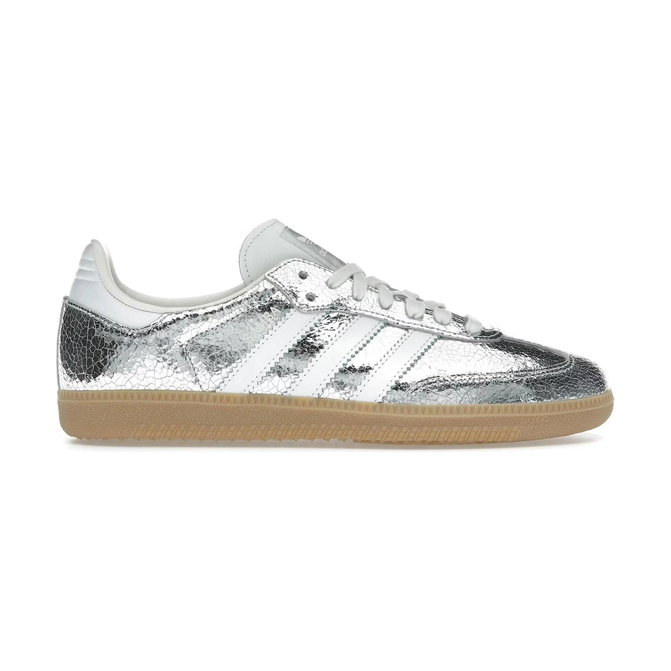 Adidas Samba OG Silver Metallic Cracked Leather (Women's)
