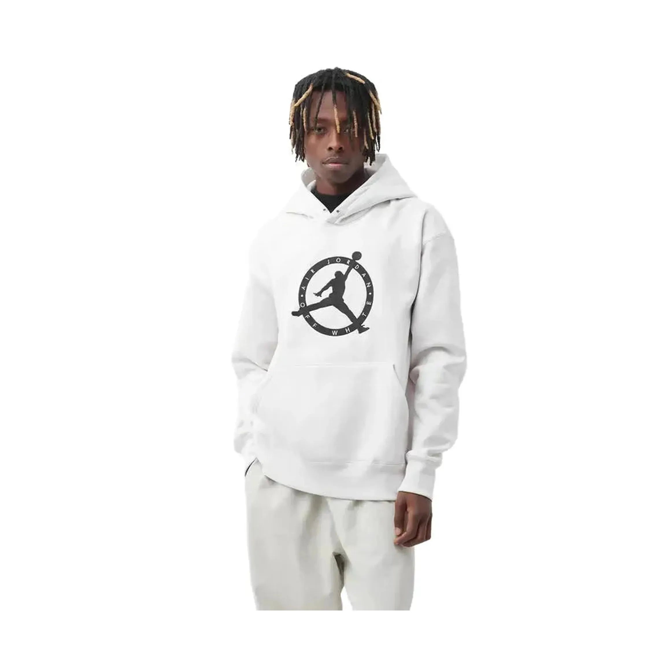 Air Jordan X Off White Logo Print White Hoodie