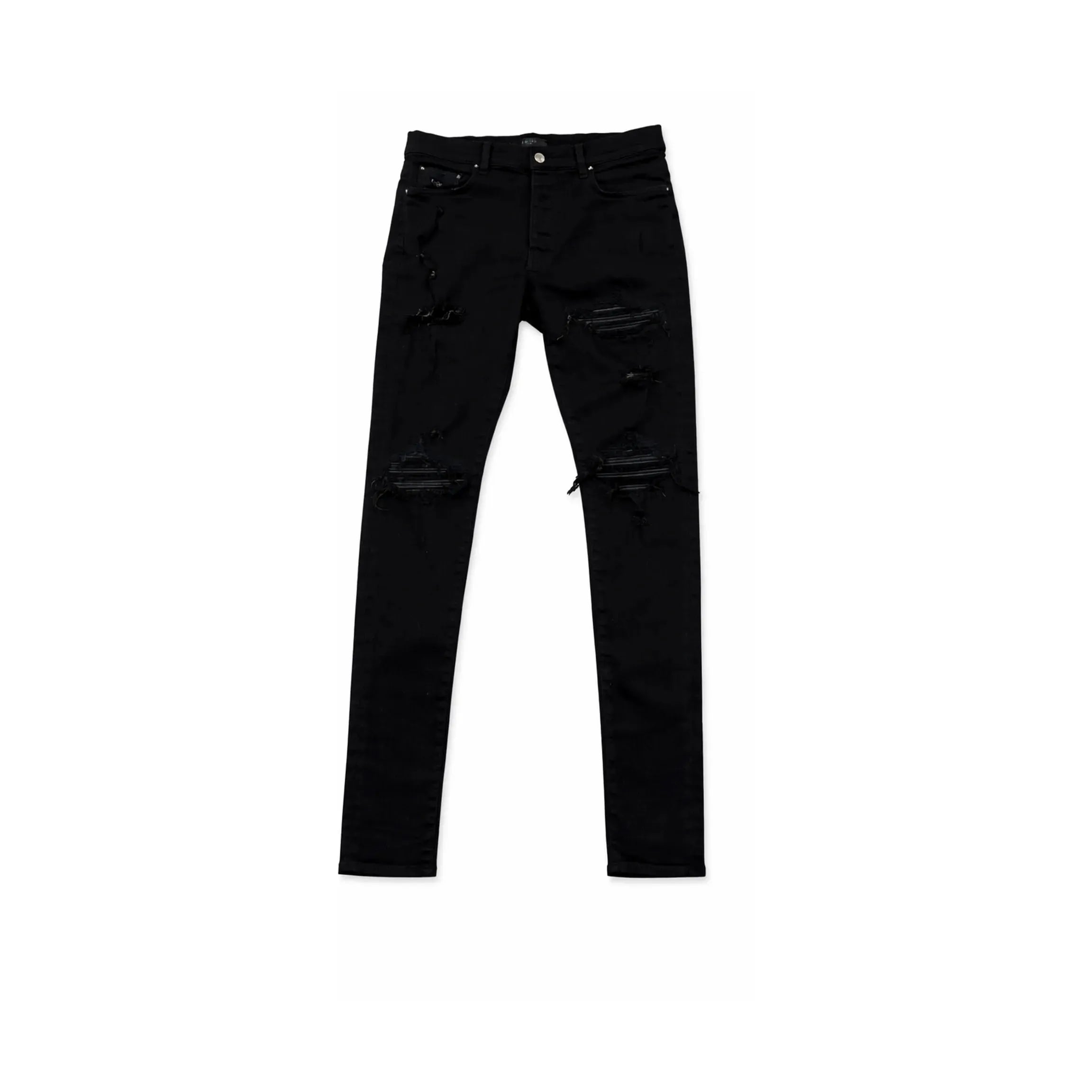 Amiri Mx1 Skinny Jeans With Leather Patches