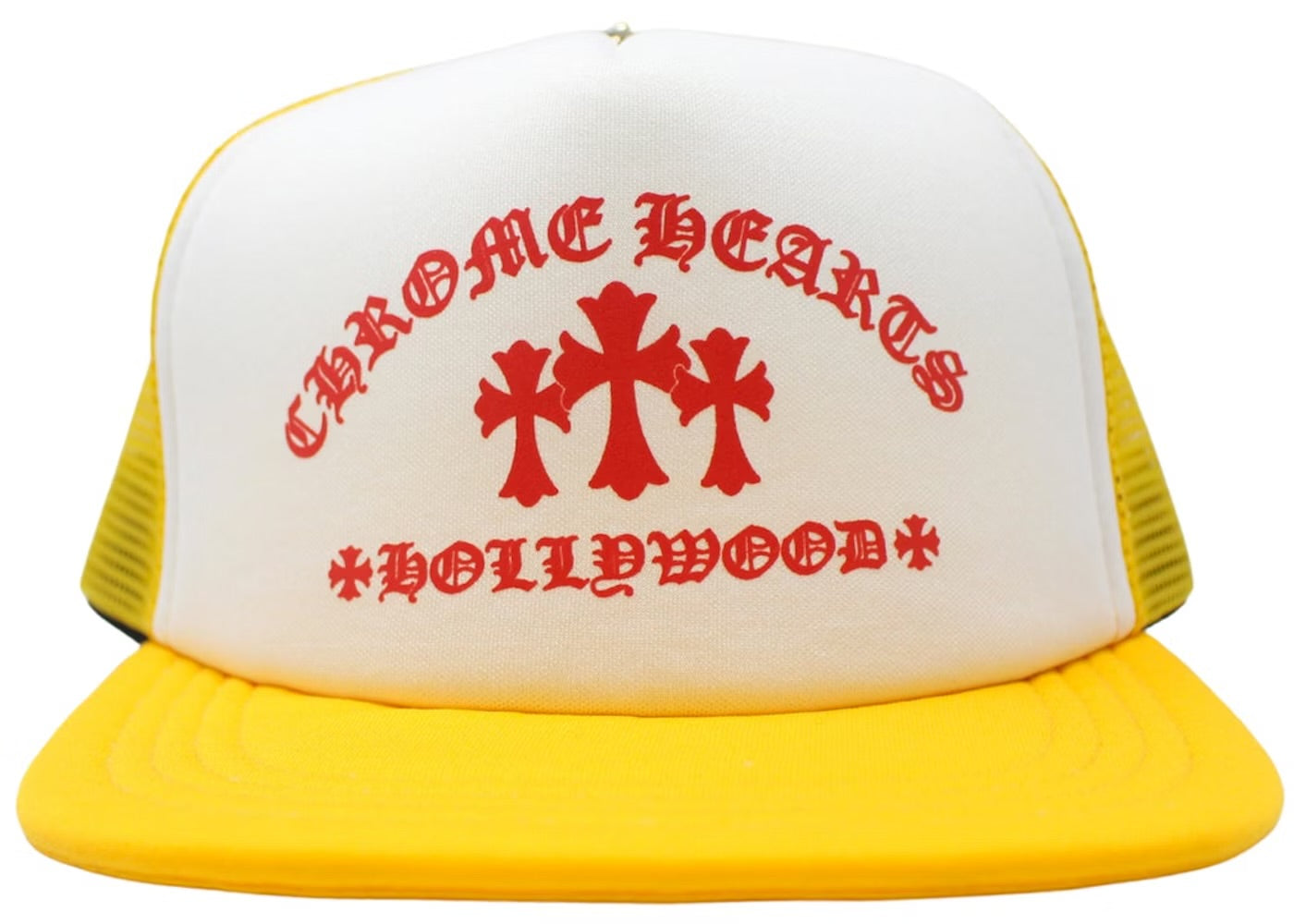 Chrome Hearts King Taco Trucker Hat
Yellow/White/Red