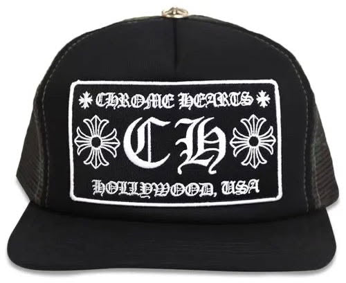 Chrome Hearts CH Hollywood Trucker Hat Black
