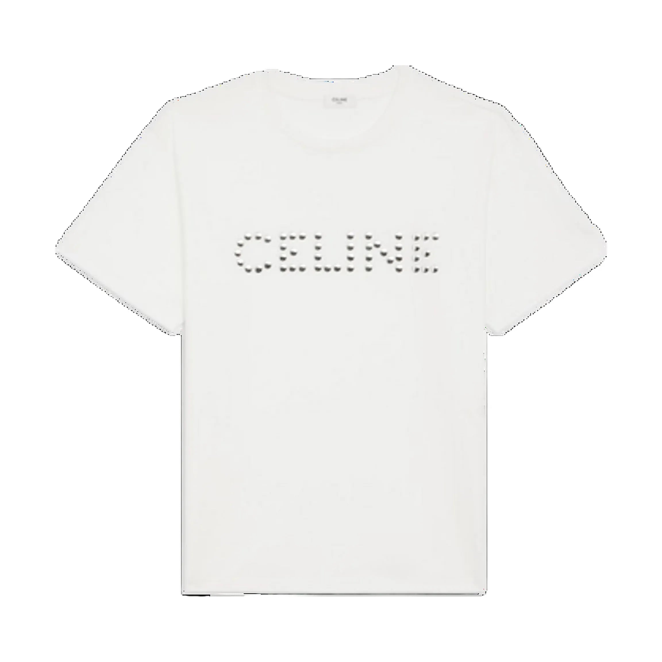 Celine Studded Logo White T-Shirt