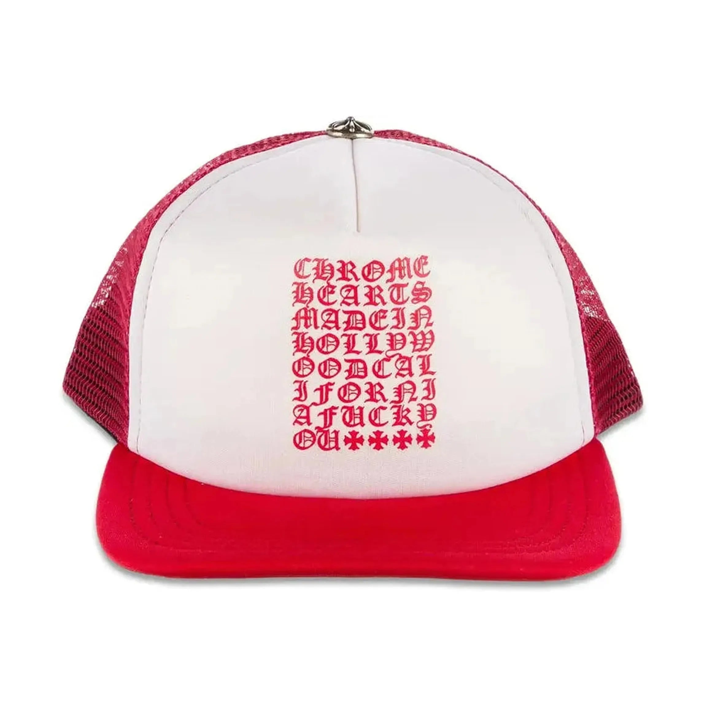 Chrome Hearts Eyechart Trucker Hat Red