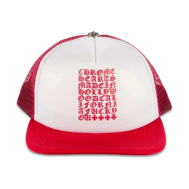 Chrome Hearts Eyechart Trucker Hat Red