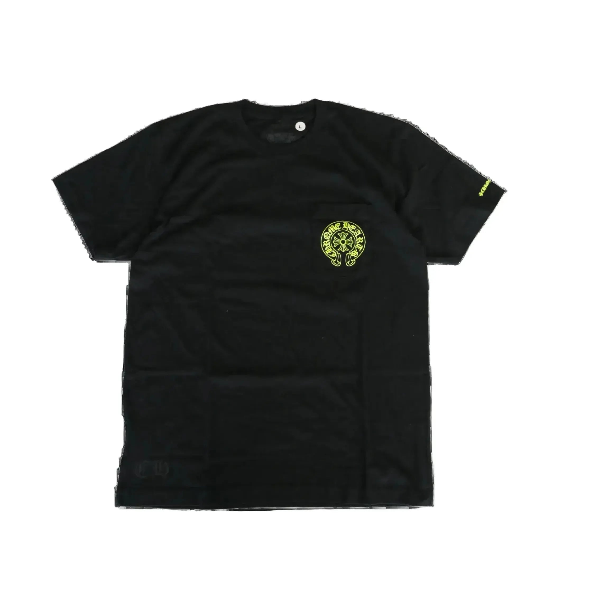 Chrome Hearts Horseshoe Pocket Neon Yellow T-Shirt Black