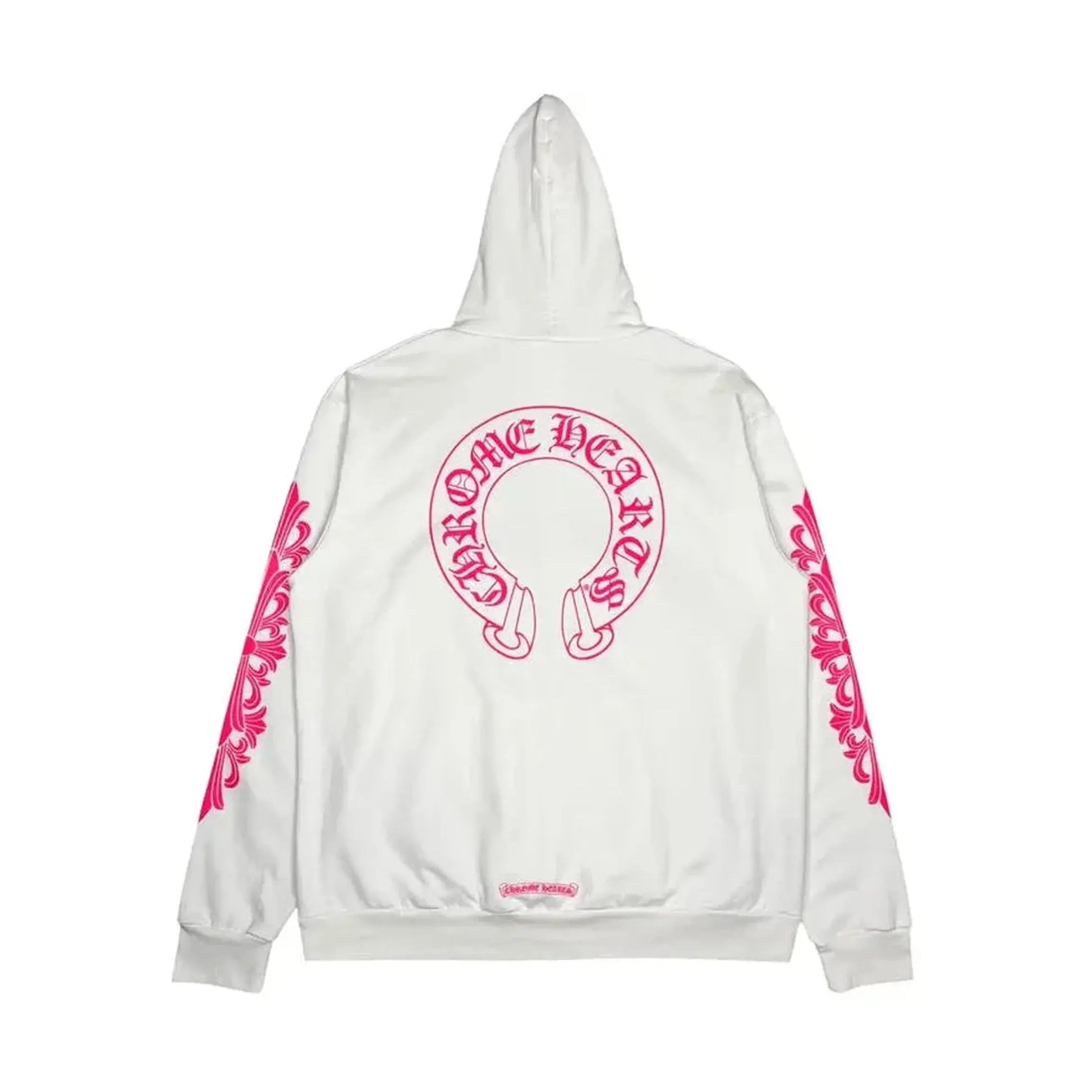 Chrome Hearts Pink Horseshoe Floral Sleeve Pullover Hoodie