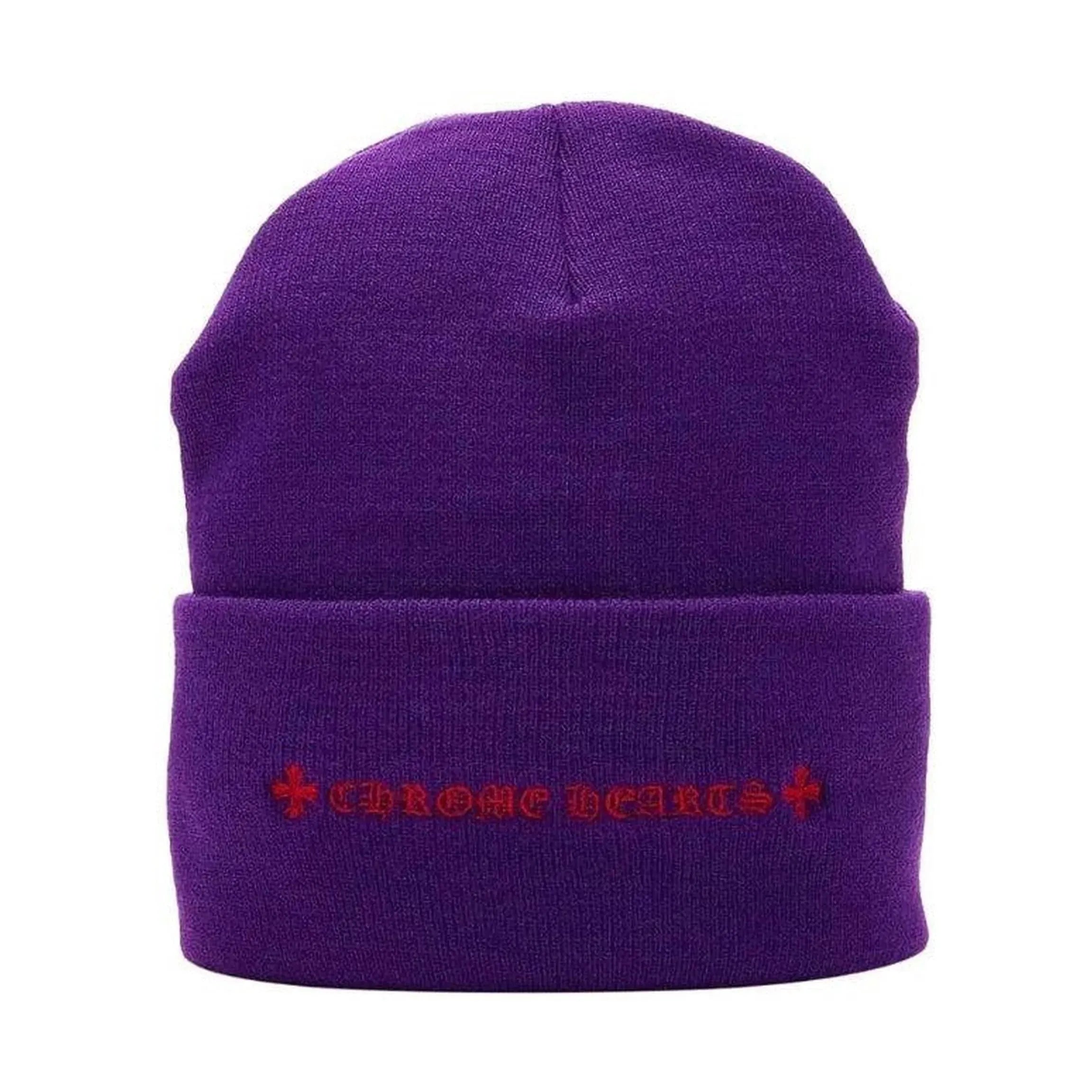 Chrome Hearts Purple and Red Acrylic Logo Beanie