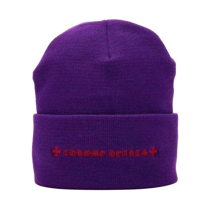 Chrome Hearts Purple and Red Acrylic Logo Beanie