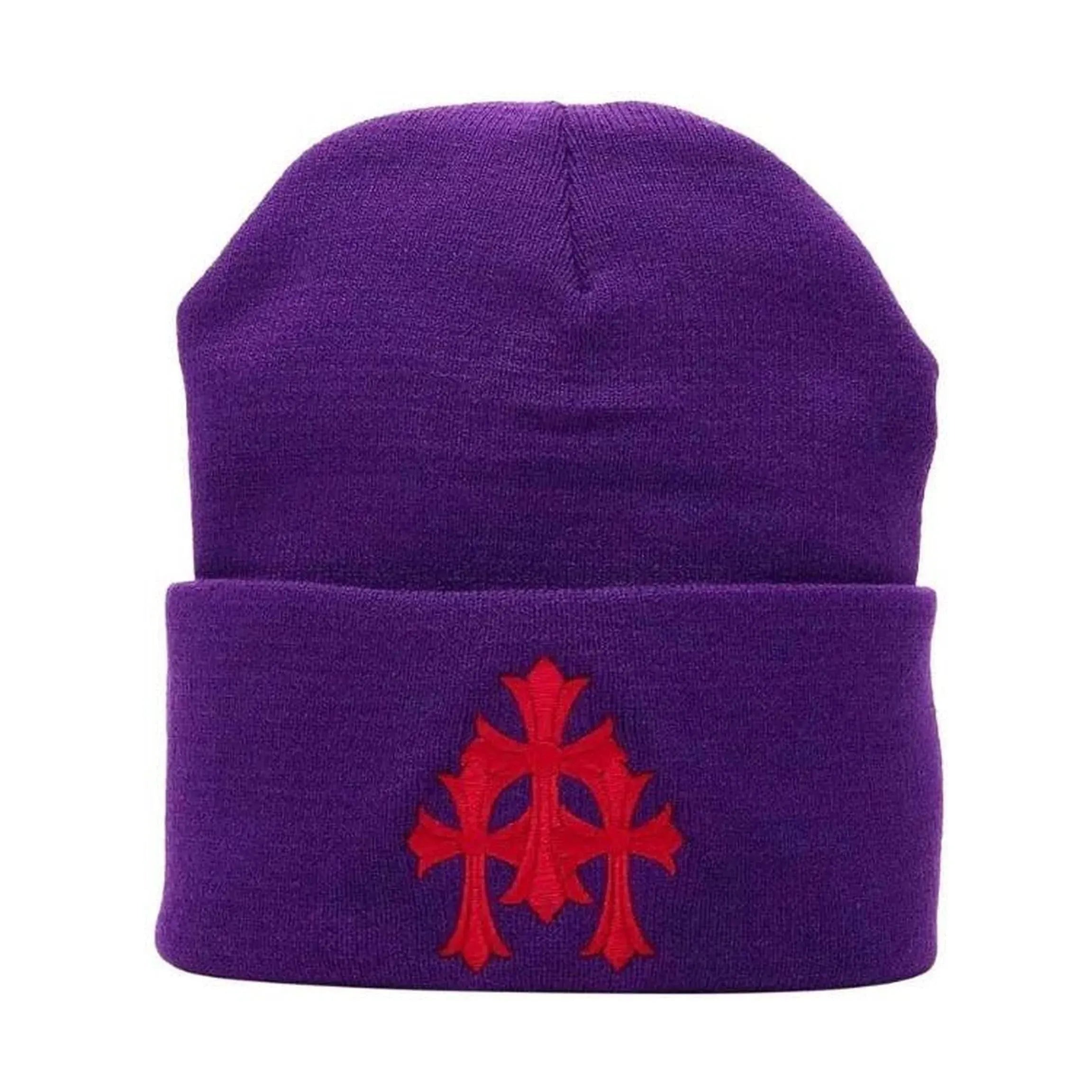 Chrome Hearts Purple and Red Acrylic Logo Beanie
