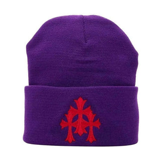 Chrome Hearts Purple and Red Acrylic Logo Beanie