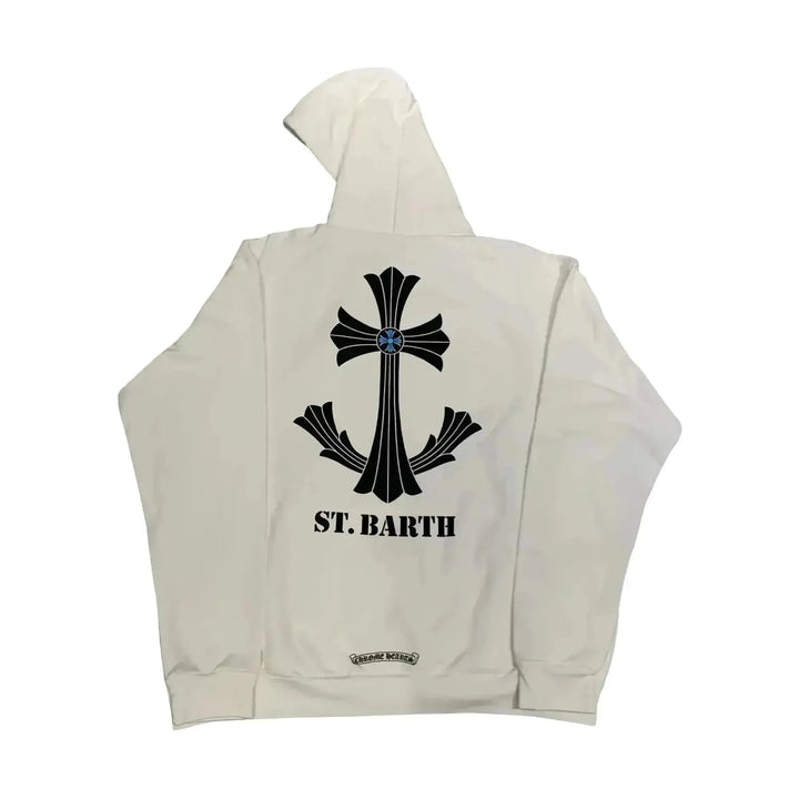 Chrome Hearts St Barth Exclusive Anchor Cross Hoodie White