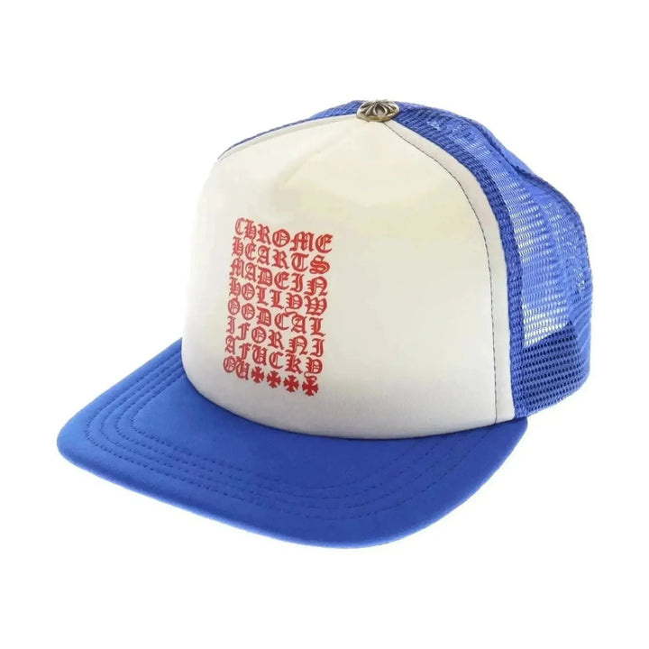 Chrome Hearts Vertical Logo Trucker Cap Mesh Blue White