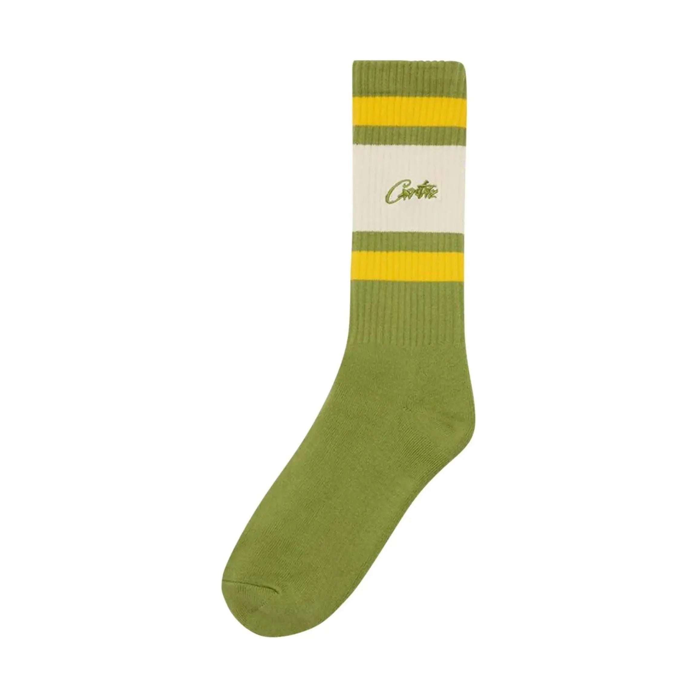 Corteiz Retro Sock 'Army Green/ Yellow/Cream'