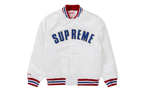 Supreme Mitchell & Ness Satin Jacket White