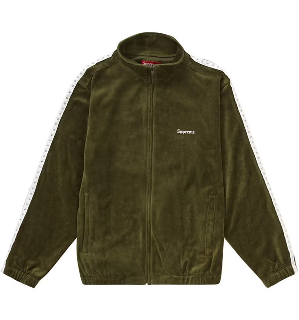Supreme Studded Velour Track Jacket Olive