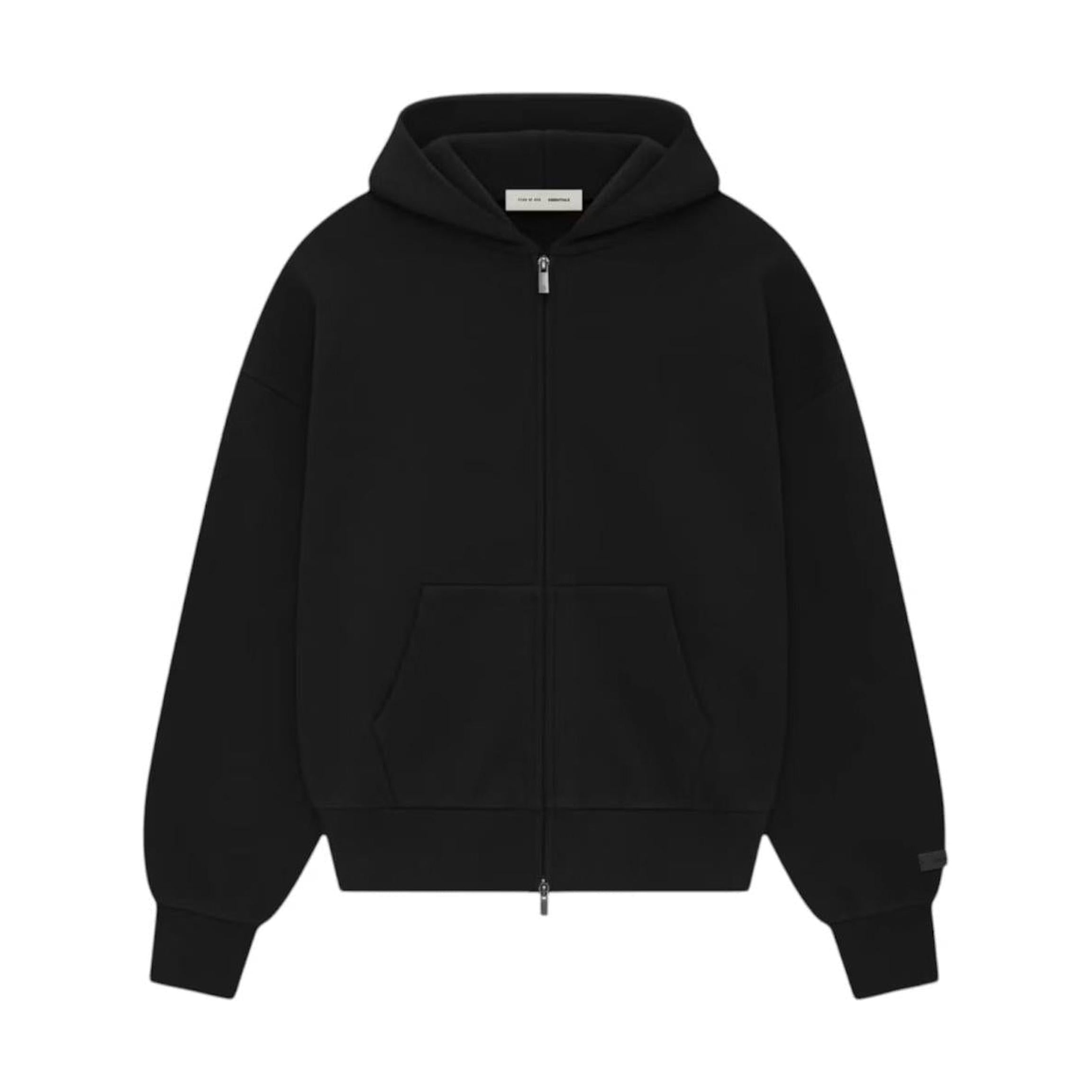 Fear of God Essentials Classic Fleece Zip-Up Hoodie (Black Logo)