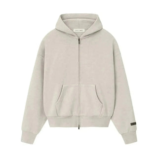 Fear of God Essentials Classic Fleece Zip-Up Hoodie  Heather Stone