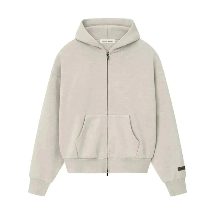 Fear of God Essentials Classic Fleece Zip-Up Hoodie Heather Stone