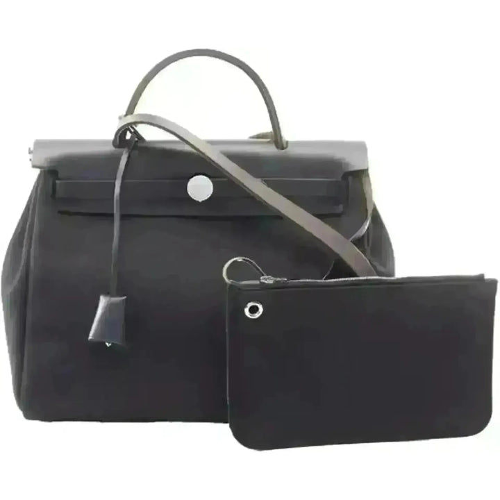 Hermes Noir Toile Herbag Zip 31