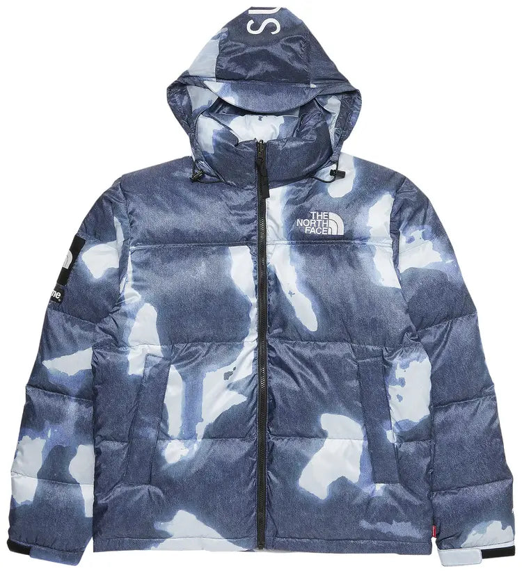 Supreme x The North Face Bleached Denim Print Nuptse Jacket 'Indigo'