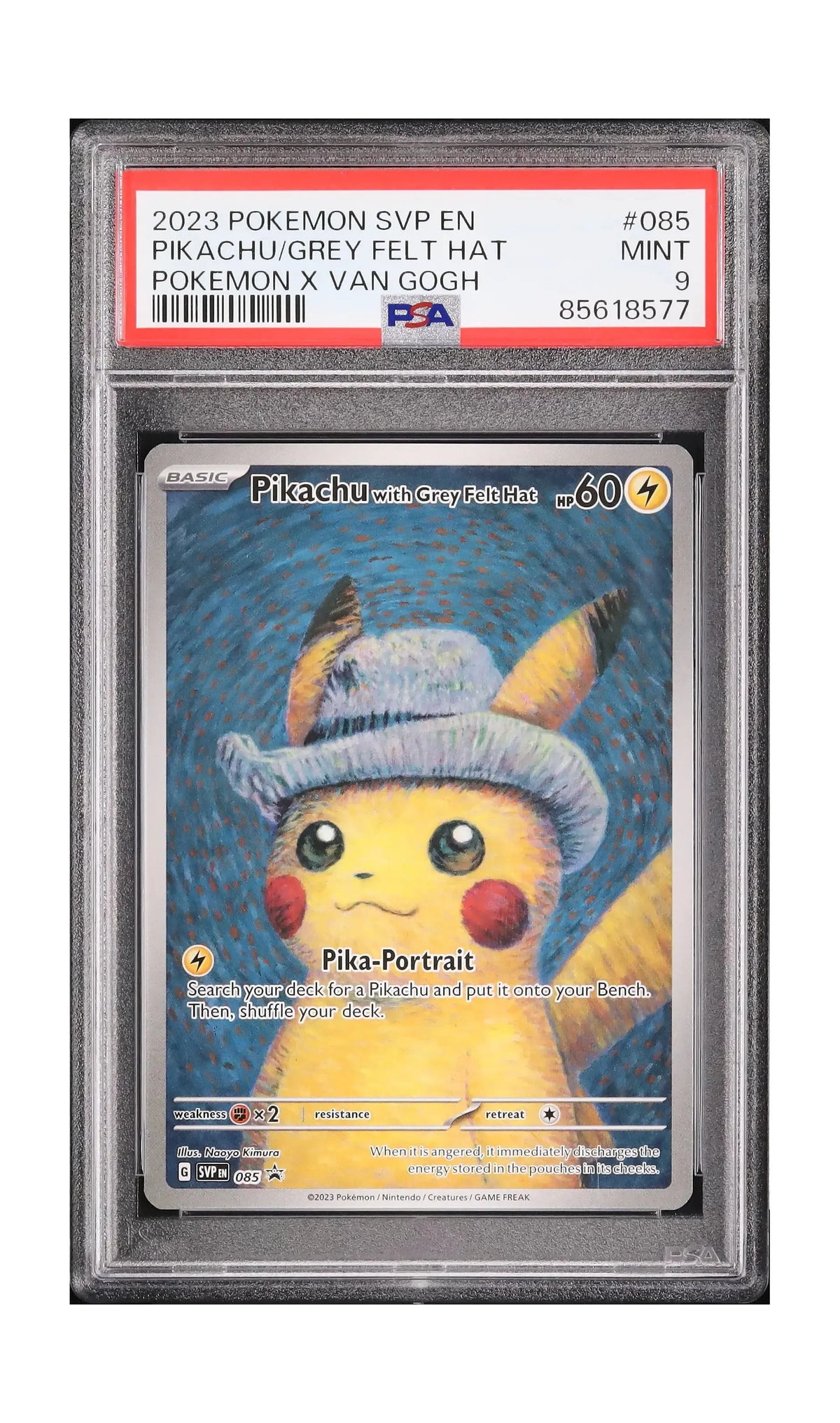 POKEMON PSA 9 PIKACHU WITH GREY FELT HAT