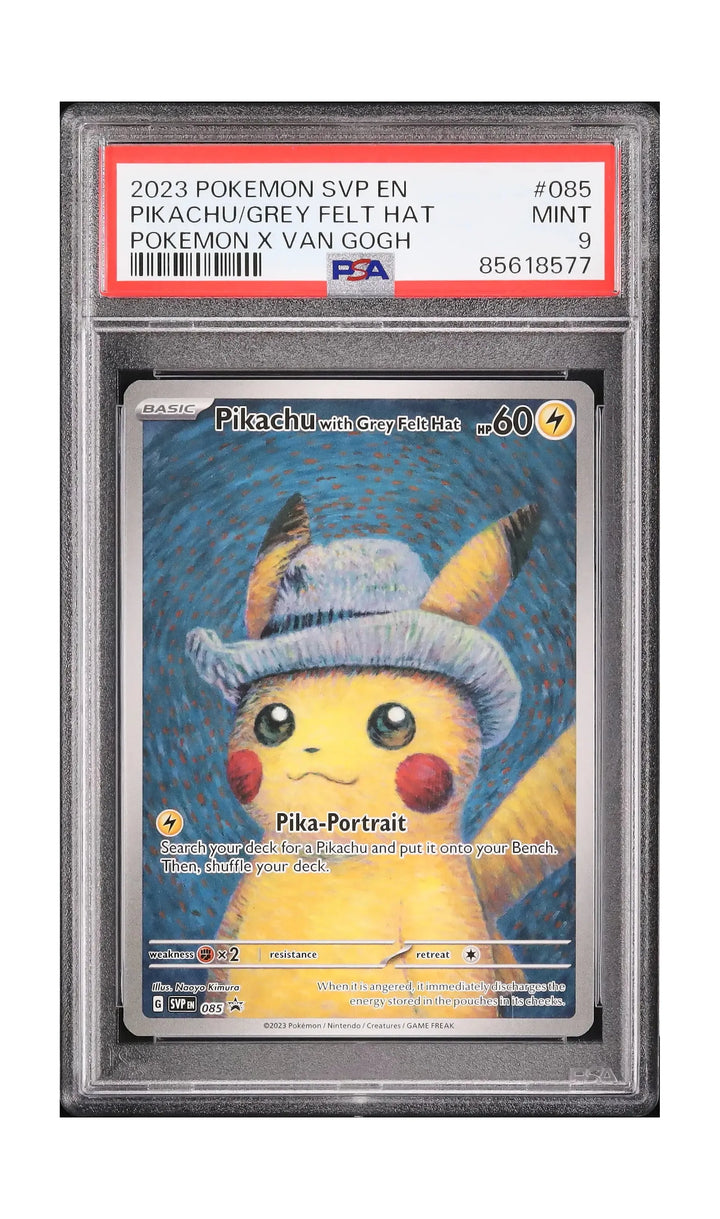 POKEMON PSA 9 PIKACHU WITH GREY FELT HAT
