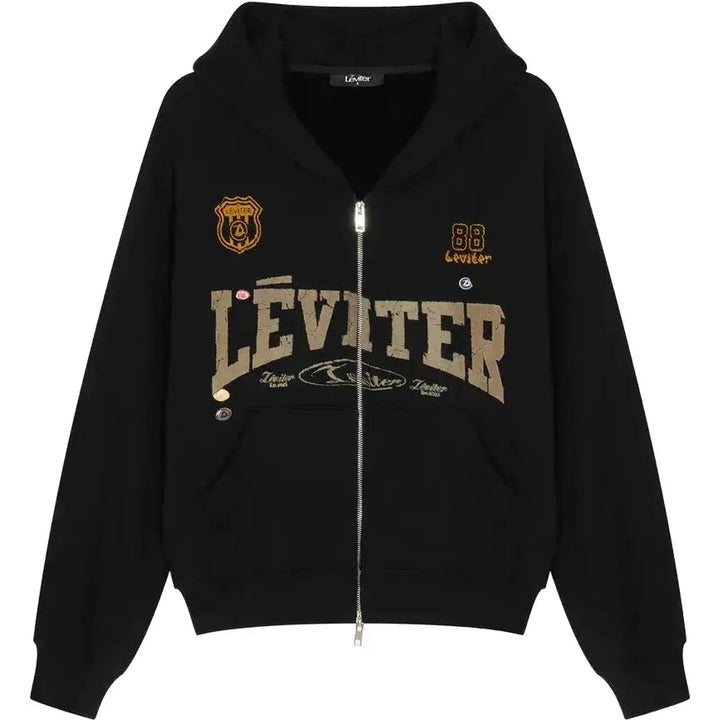 Léviter College Graphic Zip Hoodie Black