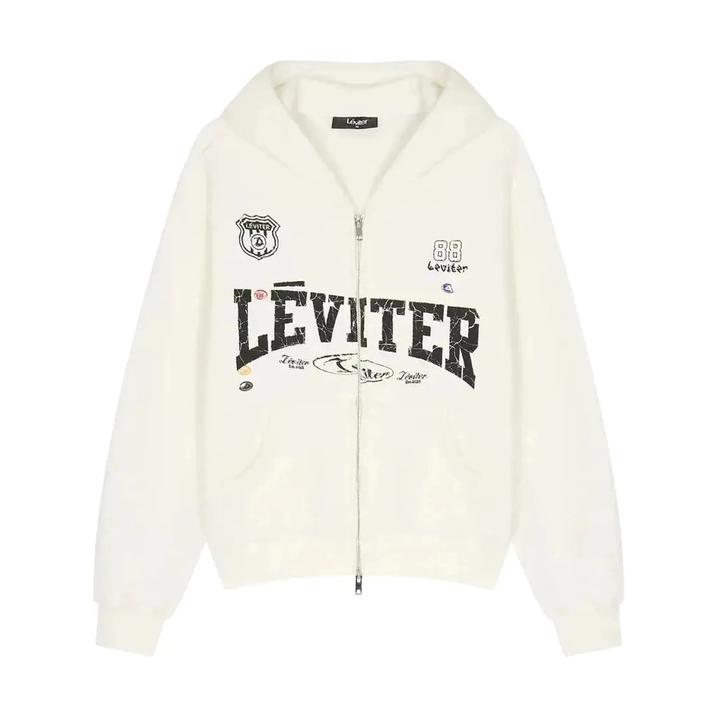 Léviter Collegiate Graphic Zip Hoodie White