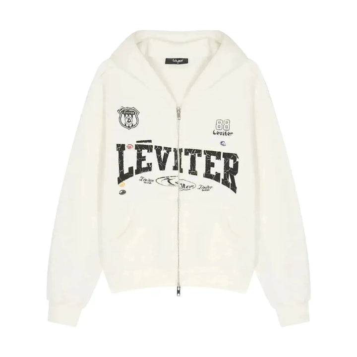Léviter Collegiate Graphic Zip Hoodie White