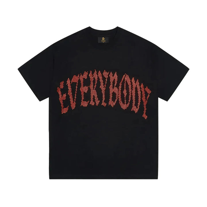 Léviter Everybody Levitates Rhinestone Tee Black Orange