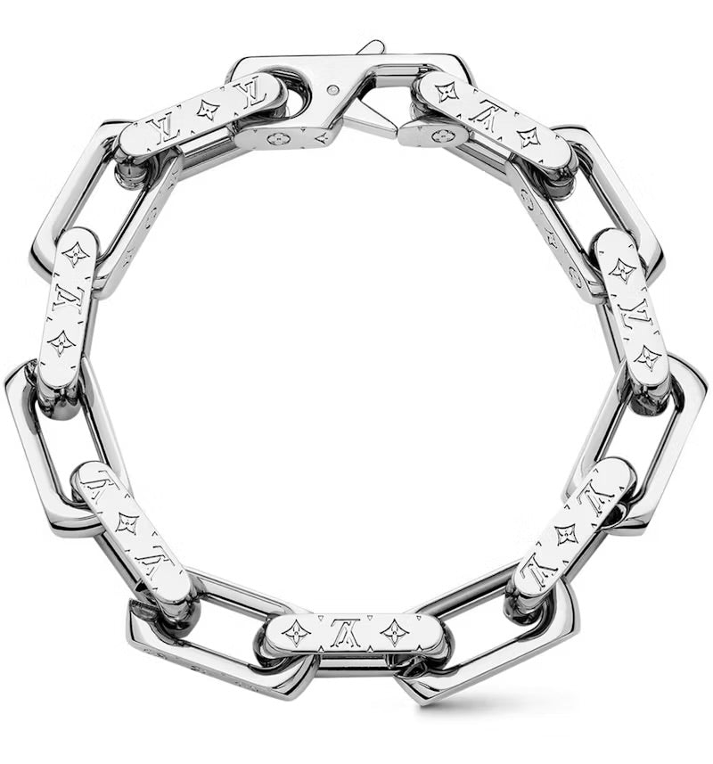 Louis Vuitton Chain Bracelet Engraved Monogram Paladium