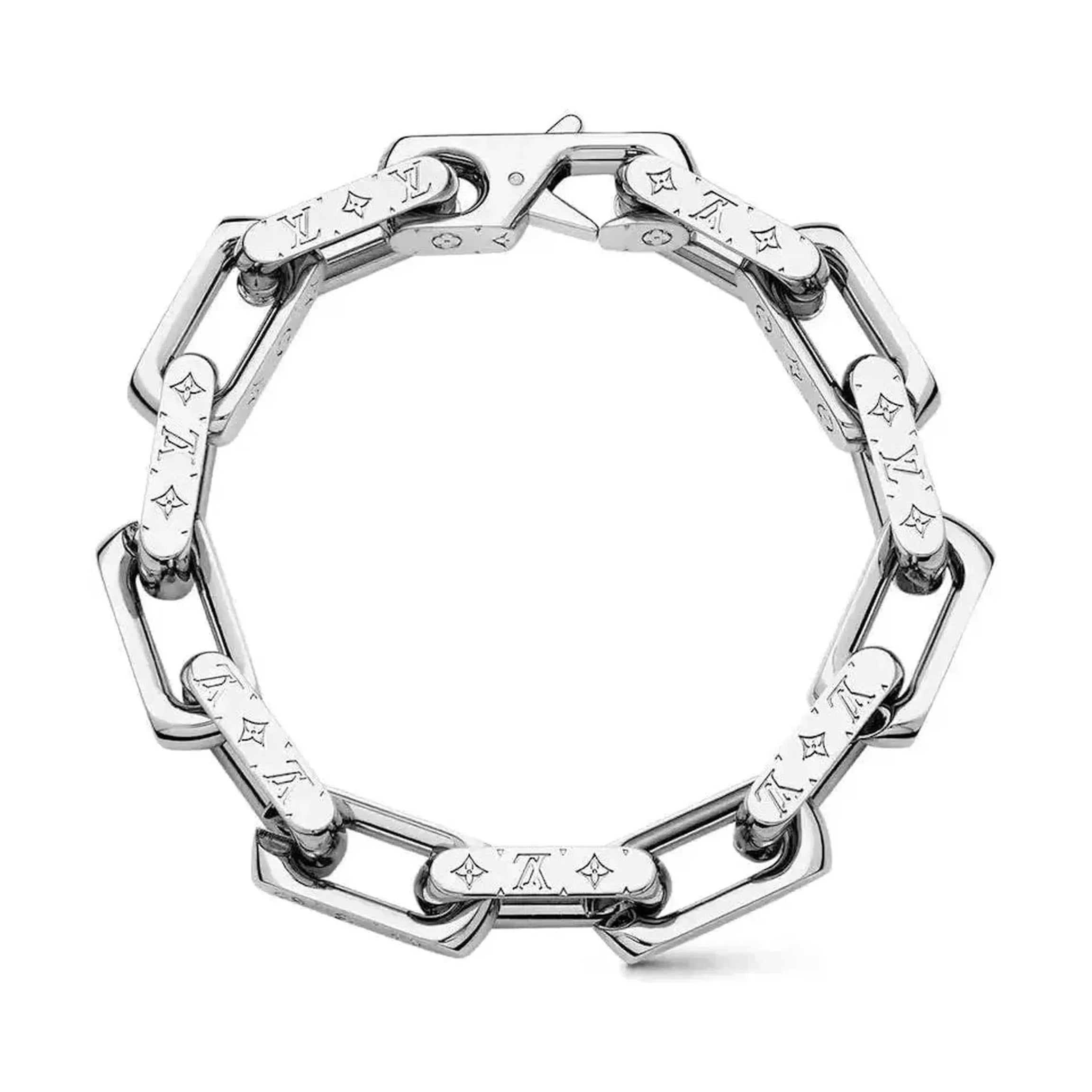 Louis Vuitton Chain Bracelet Engraved Monogram Paladium