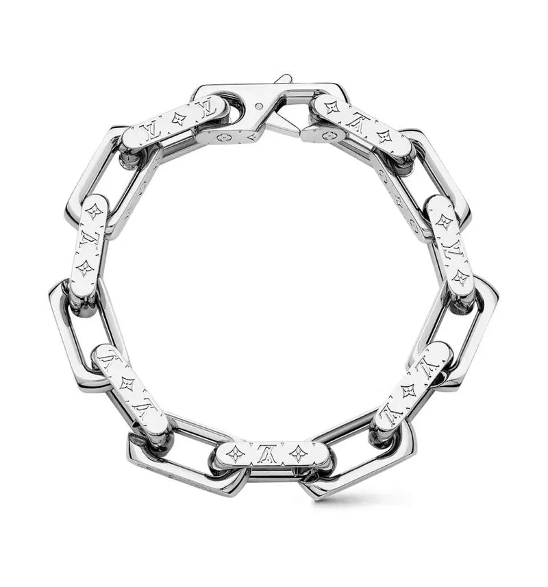 Louis Vuitton Chain Bracelet Engraved Monogram Paladium