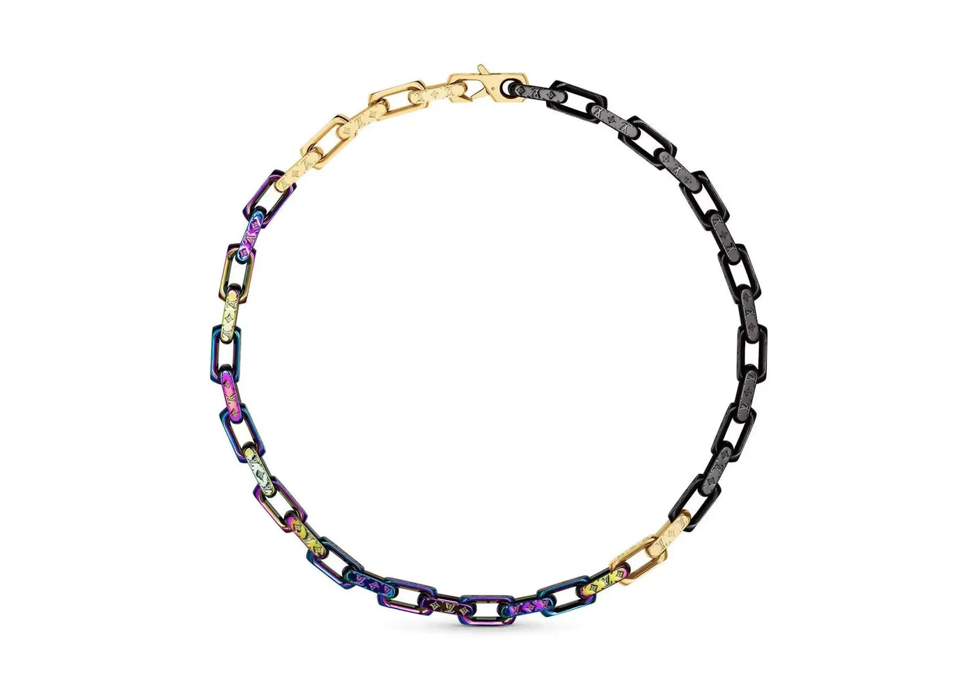 Louis Vuitton Chain Necklace Engraved Monogram Colors Black/Gold/Multicolor