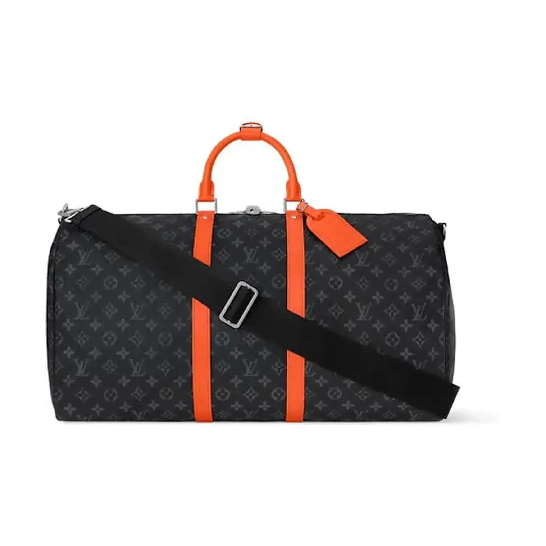 Louis Vuitton Monogram Eclipse Orange Canvas Keepall 50