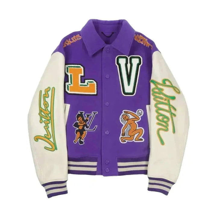 Louis Vuitton Virgil Abloh FW22 Runaway Varsity Jacket Purple