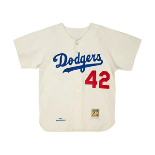 Mitchell & Ness Jackie Robinson White Brooklyn Dodgers Cooperstown Collection 1955 Authentic Player Jersey