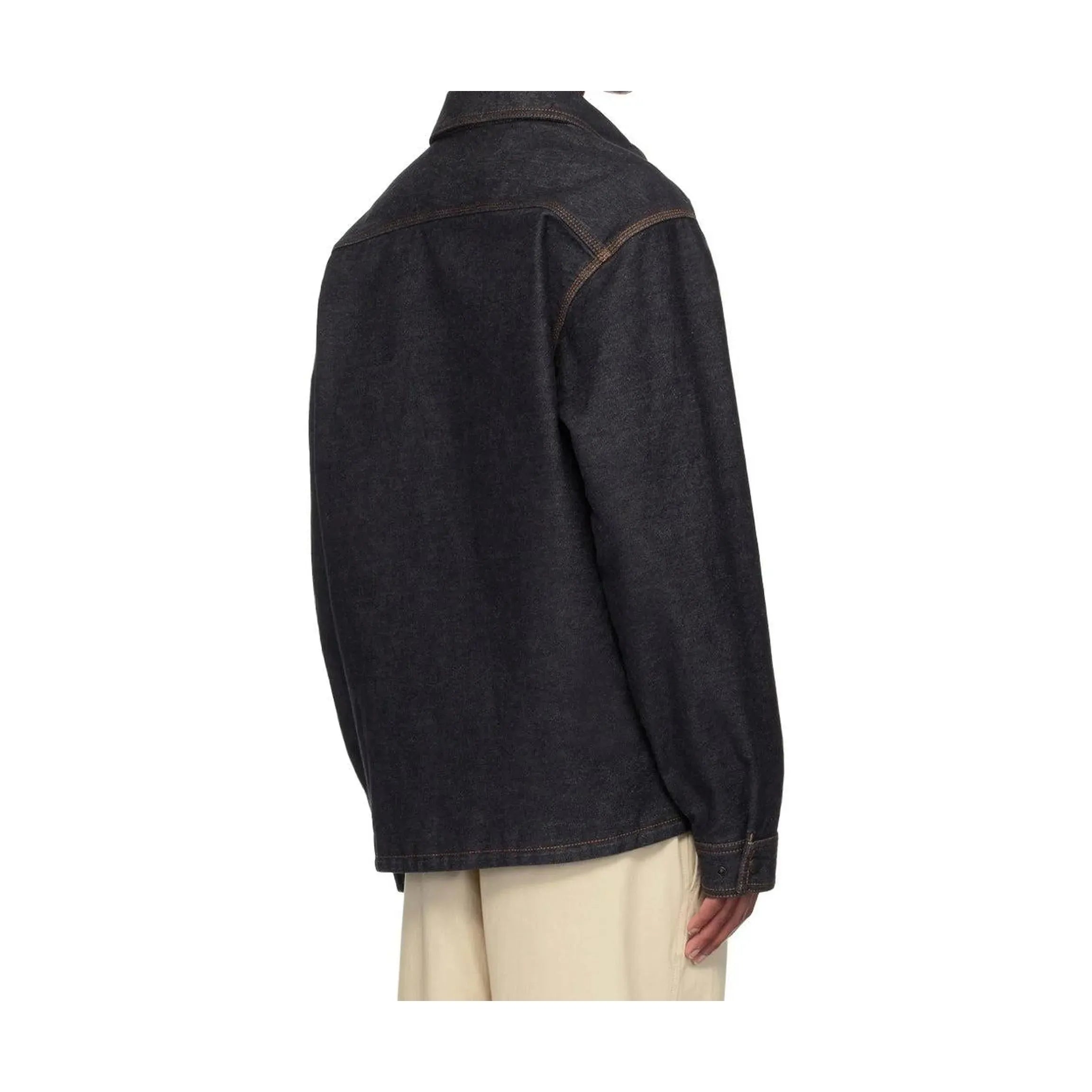 Moncler Blue Logo Patch Denim Overshirt