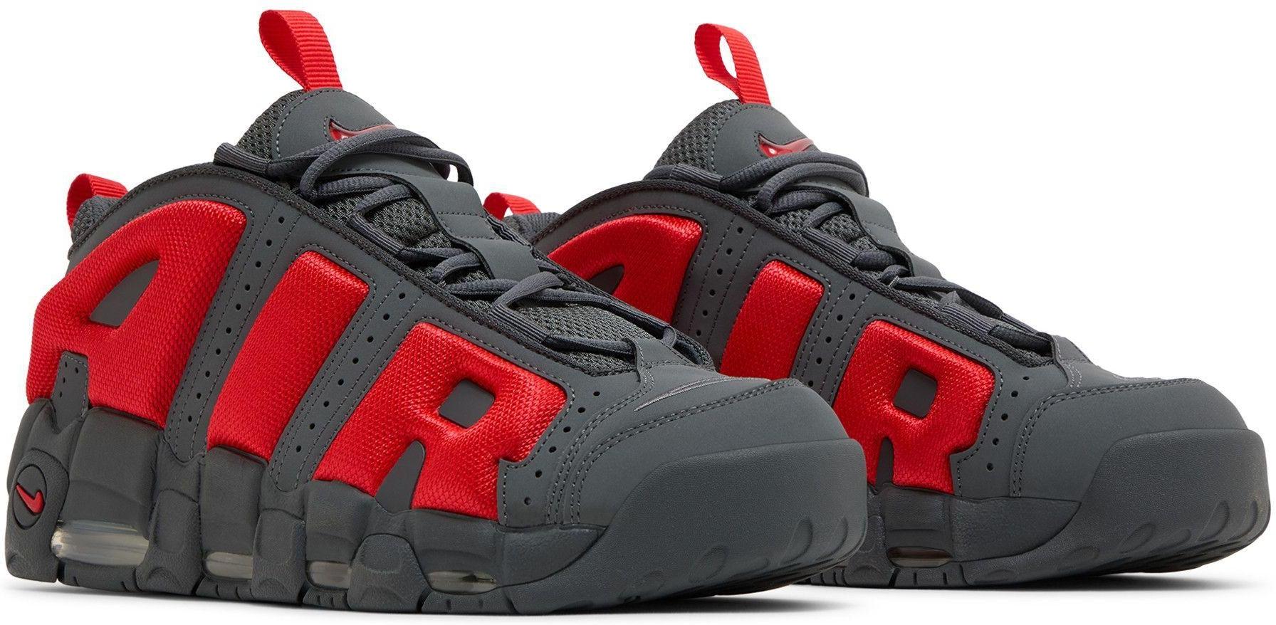 Nike Air More Uptempo Low Dark Grey Light Crimson