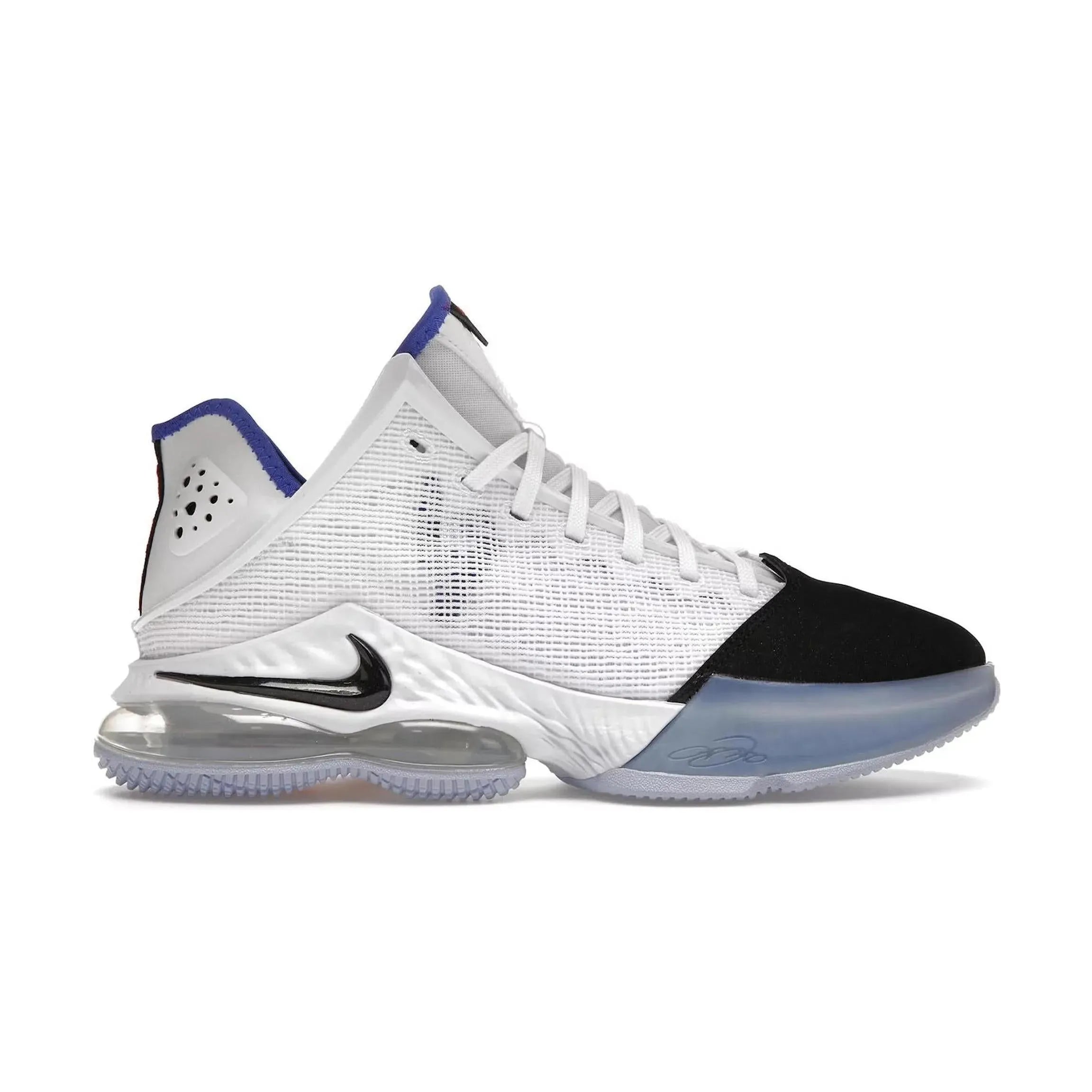 Nike LeBron 19 Low White Medium Blue Siren Red Black