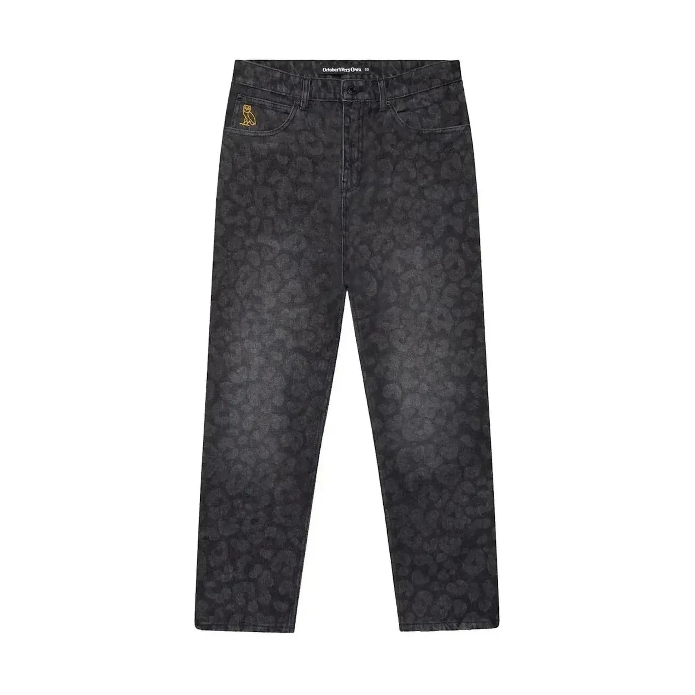 OVO Leopard Print Denim Washed Black